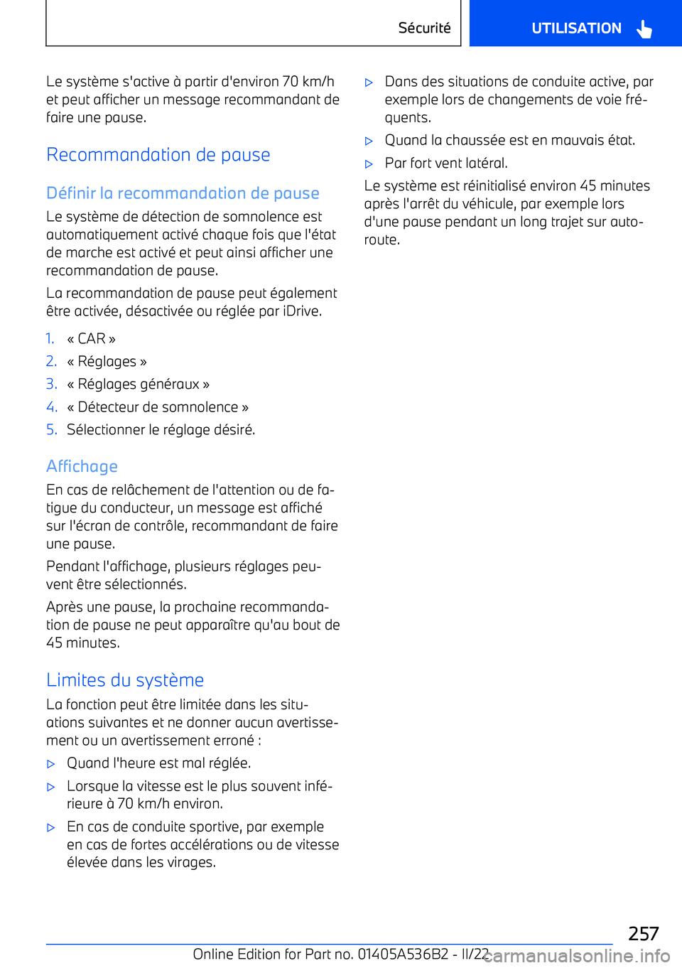 BMW X6 M 2022  Notices Demploi (in French) Le syst