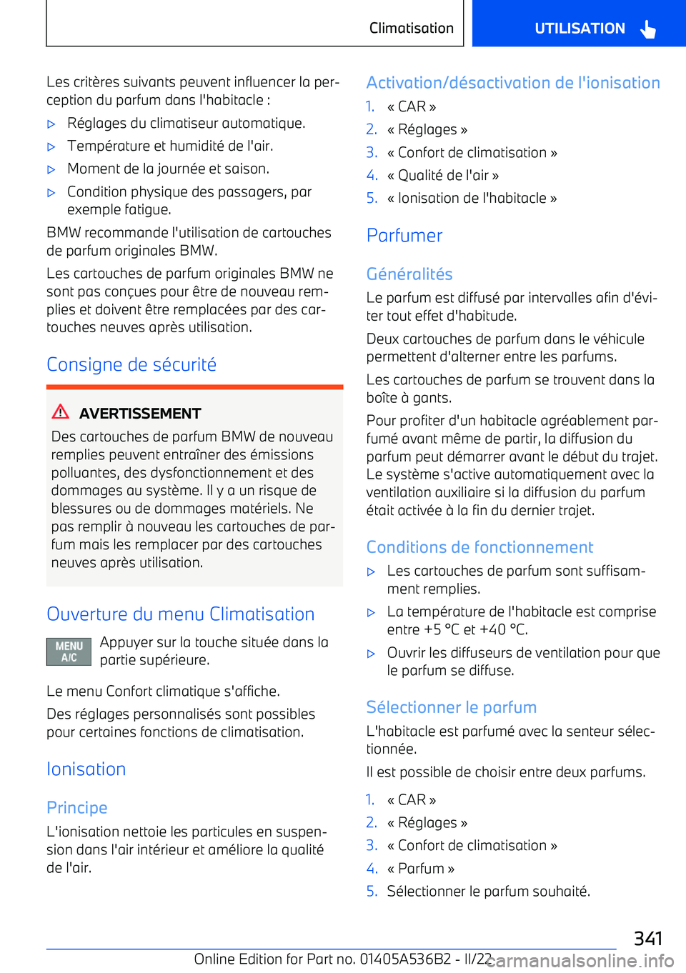 BMW X6 M 2022  Notices Demploi (in French) Les crit