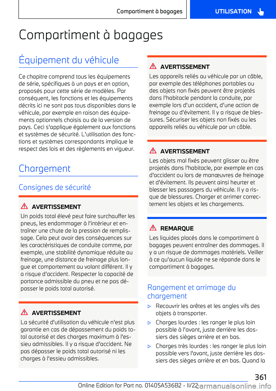 BMW X6 M 2022  Notices Demploi (in French) Compartiment 
