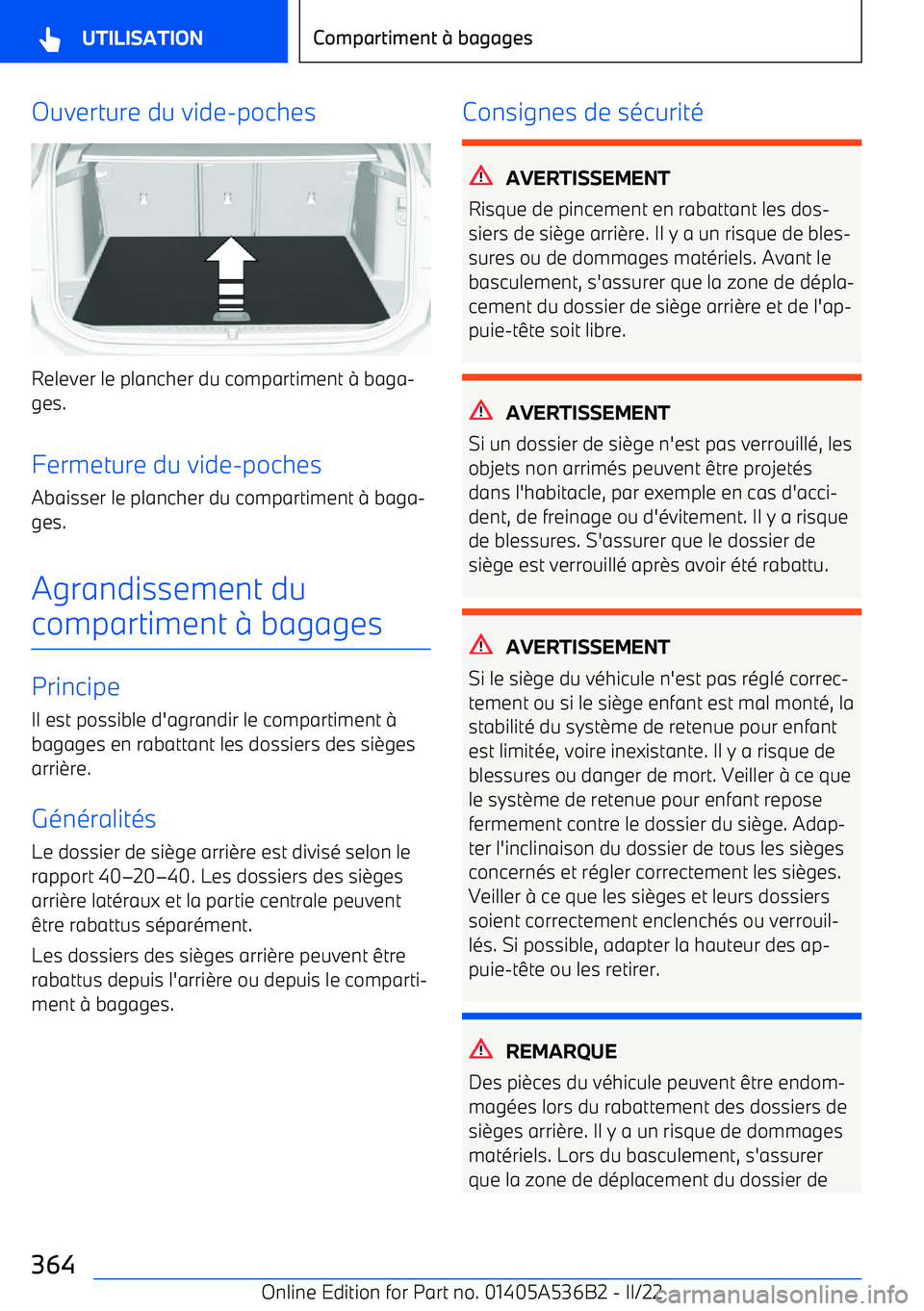 BMW X6 M 2022  Notices Demploi (in French) Ouverture du vide