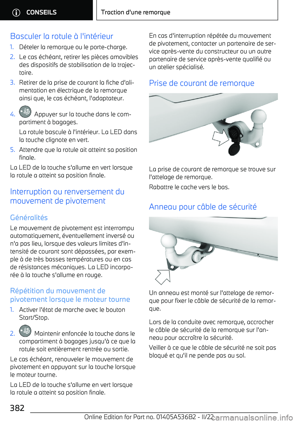 BMW X6 M 2022  Notices Demploi (in French) Basculer la rotule 