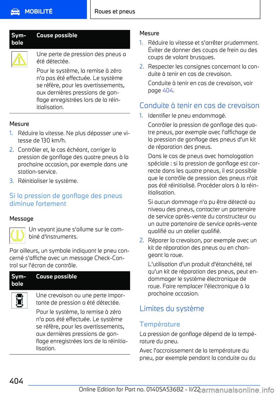 BMW X6 M 2022  Notices Demploi (in French) Sym