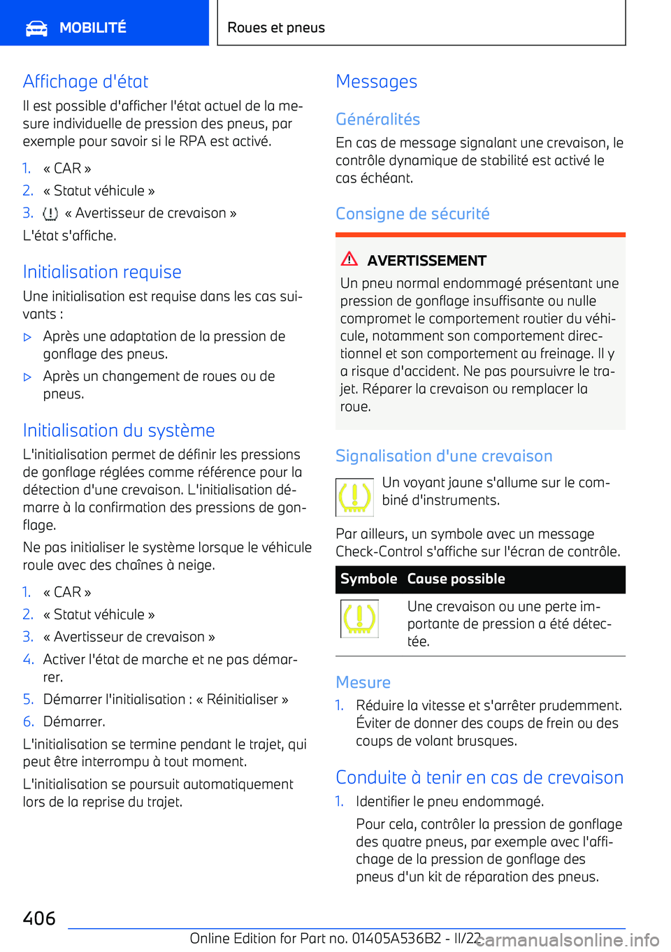 BMW X6 M 2022  Notices Demploi (in French) Affichage d