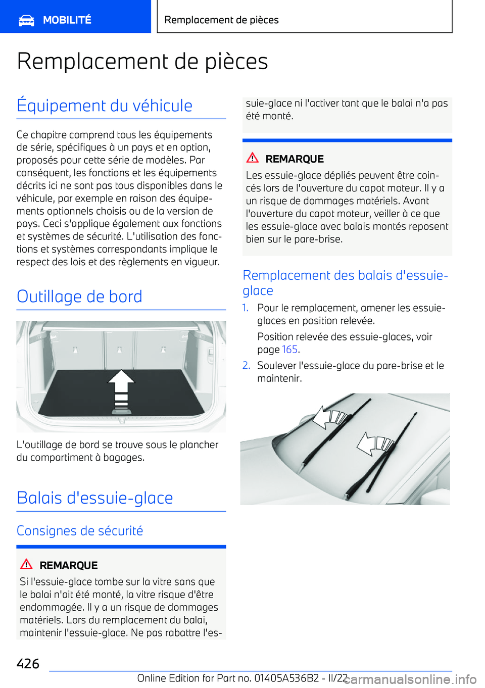 BMW X6 M 2022  Notices Demploi (in French) Remplacement de pi