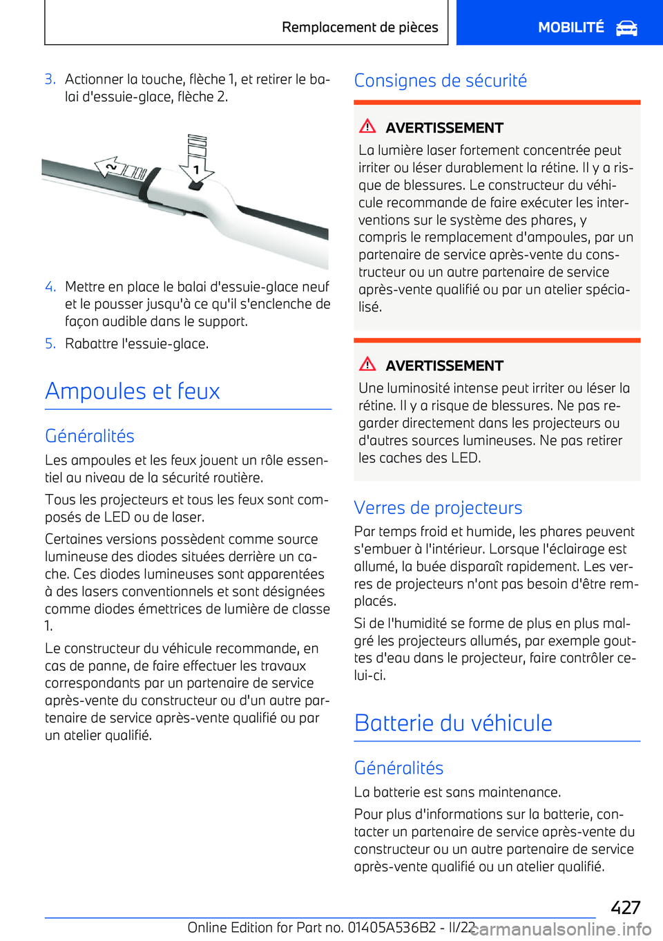 BMW X6 M 2022  Notices Demploi (in French) 3.Actionner la touche, fl