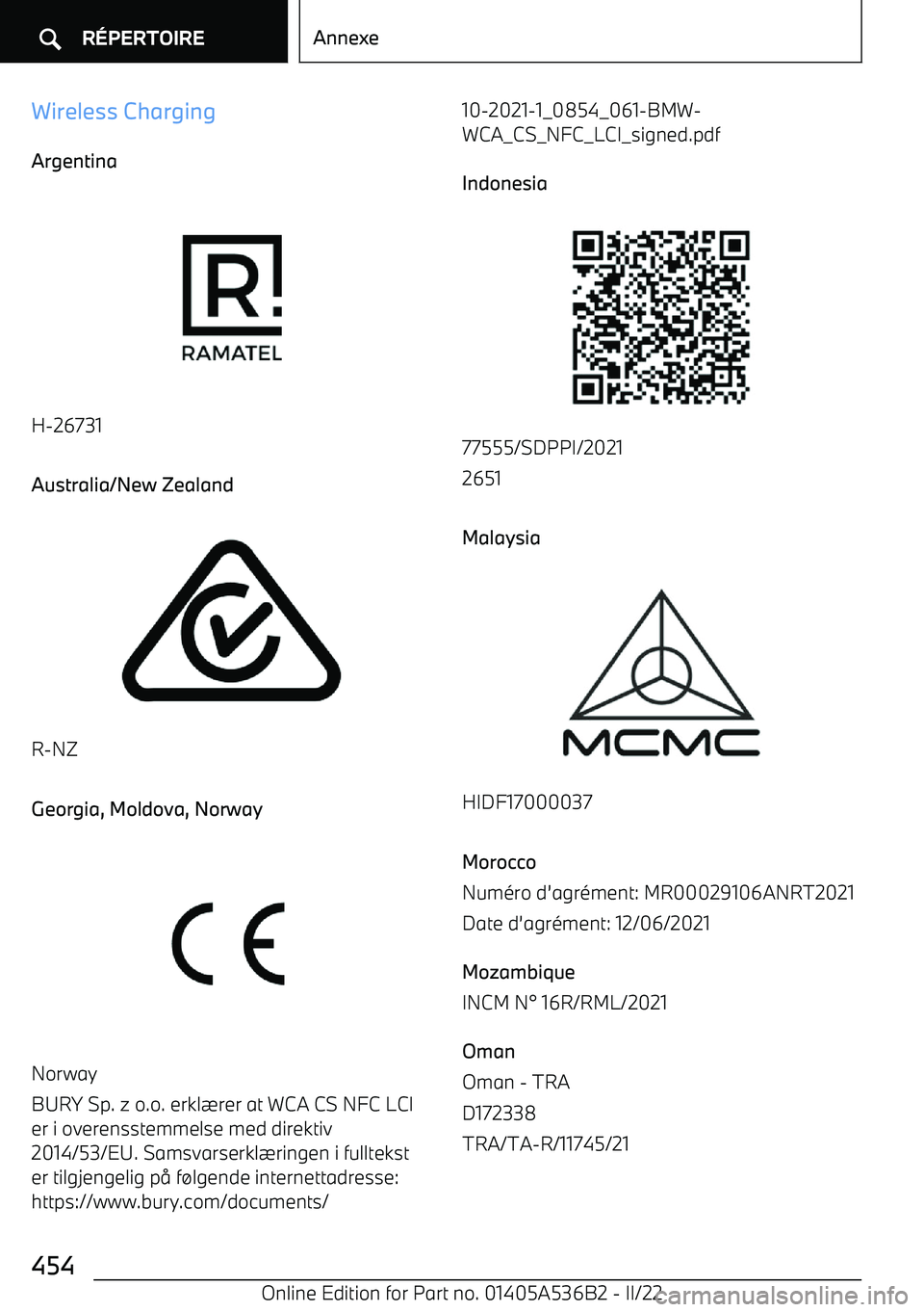 BMW X6 M 2022  Notices Demploi (in French) Wireless ChargingArgentina
H