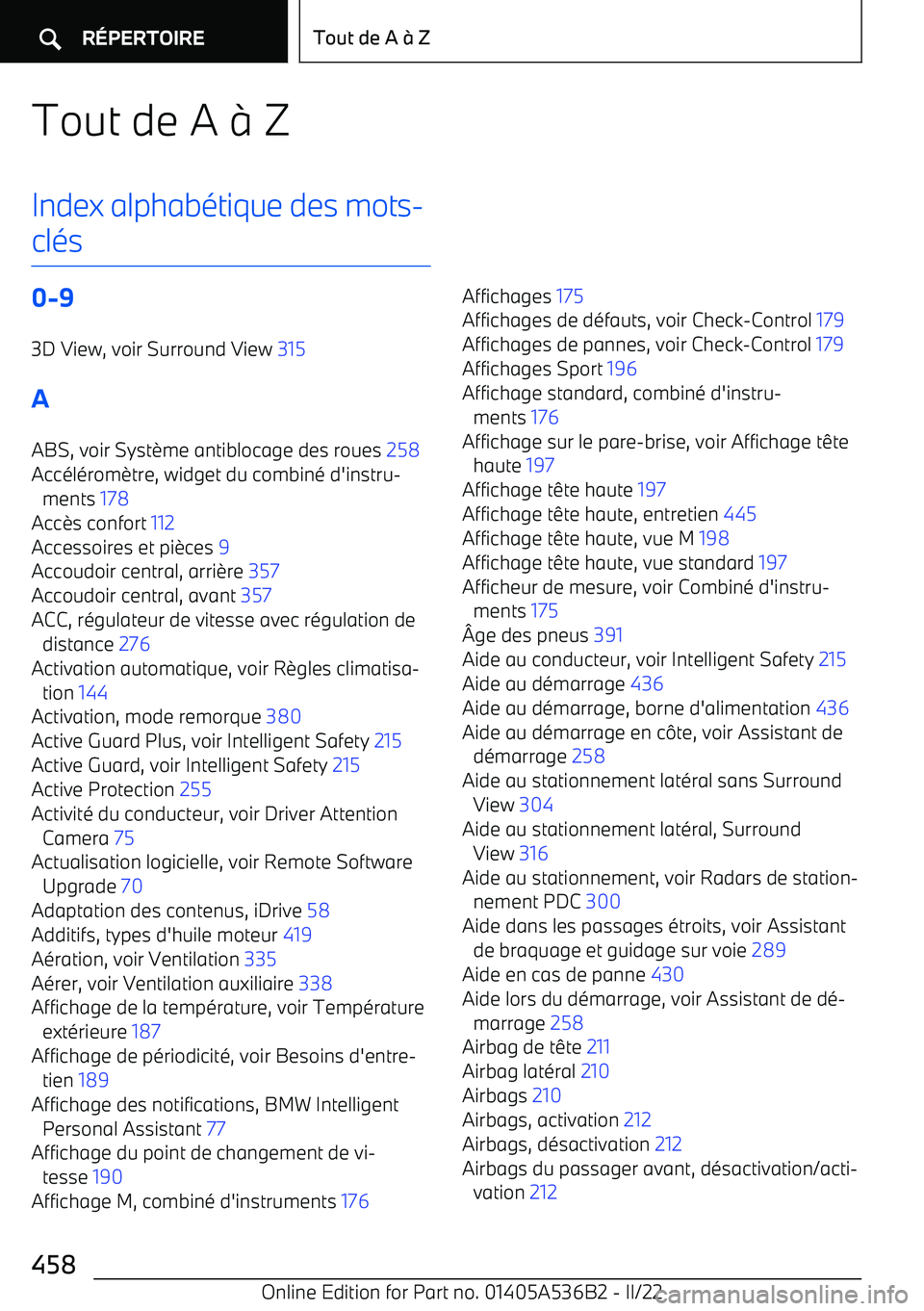 BMW X6 M 2022  Notices Demploi (in French) Tout de A 