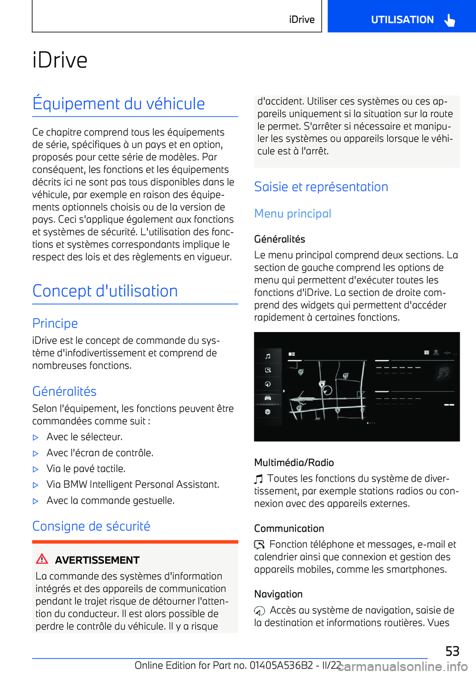 BMW X6 M 2022  Notices Demploi (in French) iDrive