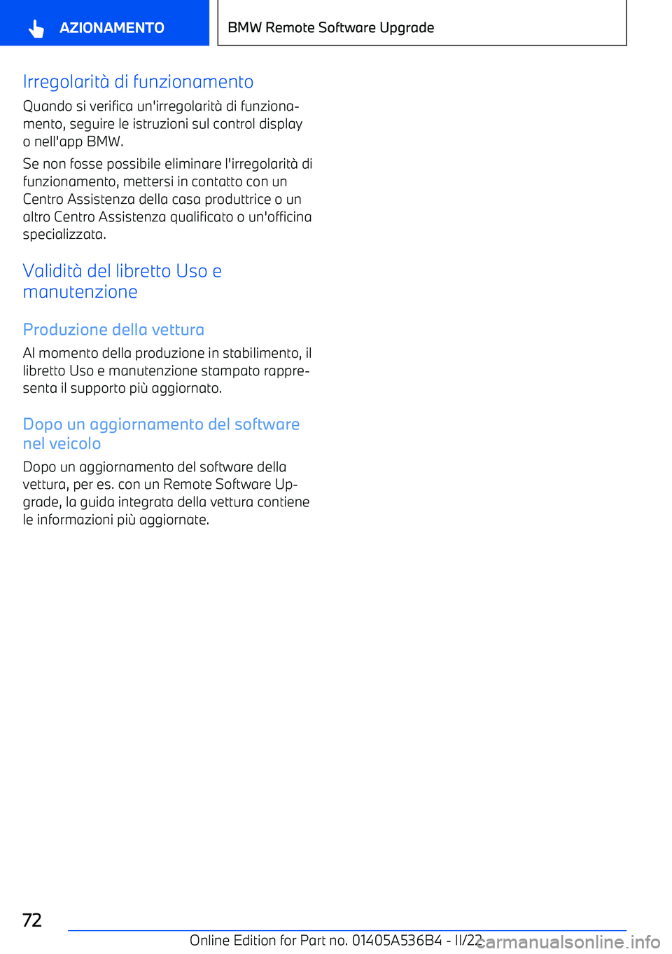BMW X6 M 2022  Libretti Di Uso E manutenzione (in Italian) Irregolarit