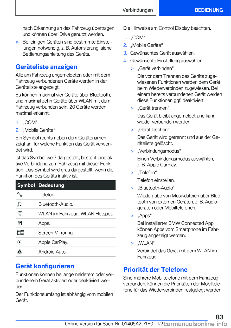 BMW X6 M 2021  Betriebsanleitungen (in German) �n�a�c�h��E�r�k�e�n�n�u�n�g��a�n��d�a�s��F�a�h�r�z�e�u�g��