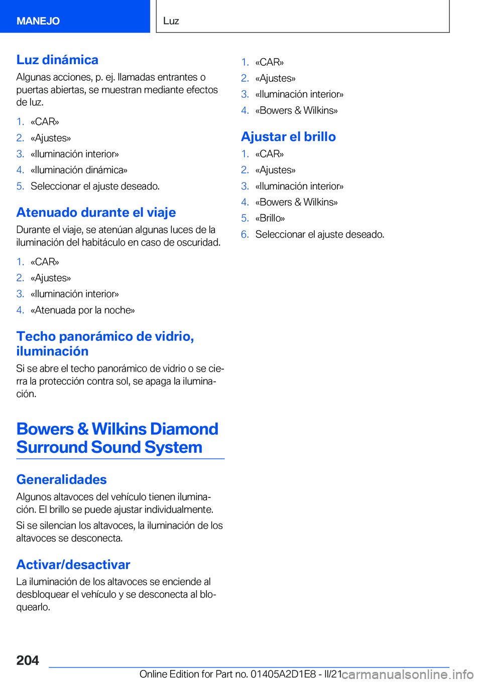 BMW X6 M 2021  Manuales de Empleo (in Spanish) �L�u�z��d�i�n�