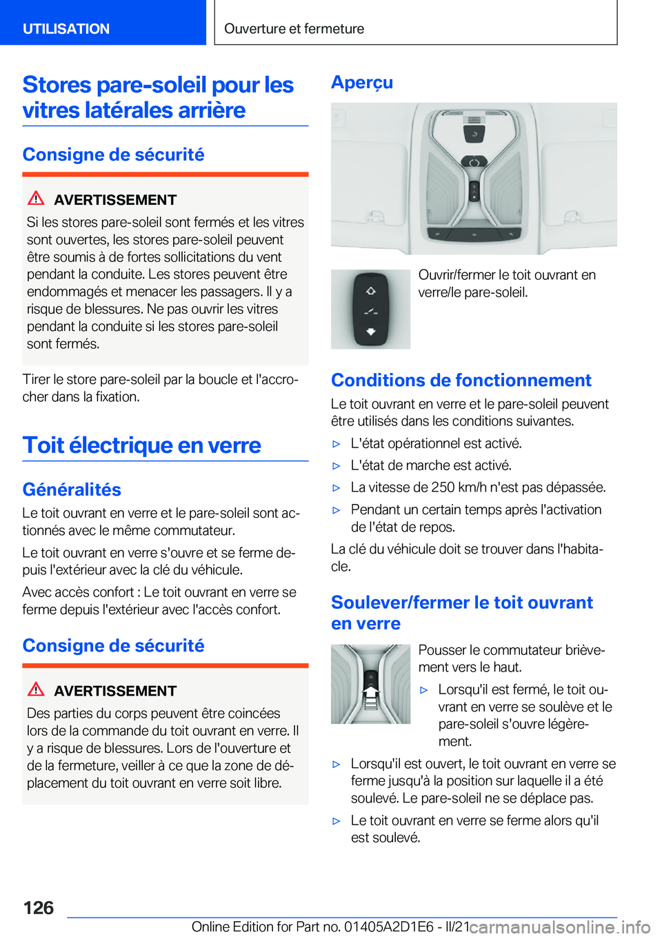 BMW X6 M 2021  Notices Demploi (in French) �S�t�o�r�e�s��p�a�r�e�-�s�o�l�e�i�l��p�o�u�r��l�e�s�v�i�t�r�e�s��l�a�t�é�r�a�l�e�s��a�r�r�i�è�r�e
�C�o�n�s�i�g�n�e��d�e��s�é�c�u�r�i�t�é
�A�V�E�R�T�I�S�S�E�M�E�N�T
�S�i��l�e�s��s�t�o�r�e�