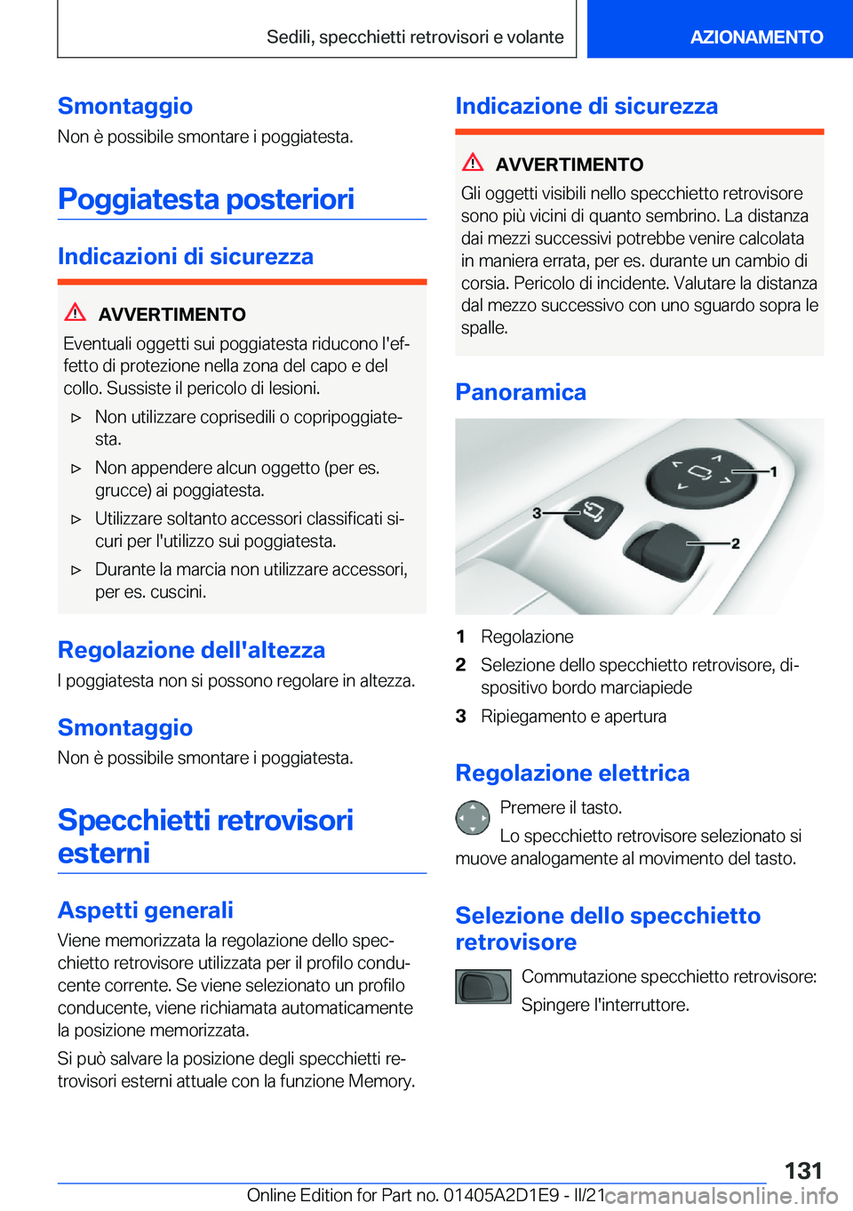 BMW X6 M 2021  Libretti Di Uso E manutenzione (in Italian) �S�m�o�n�t�a�g�g�i�o�N�o�n��è��p�o�s�s�i�b�i�l�e��s�m�o�n�t�a�r�e��i��p�o�g�g�i�a�t�e�s�t�a�.
�P�o�g�g�i�a�t�e�s�t�a��p�o�s�t�e�r�i�o�r�i
�I�n�d�i�c�a�z�i�o�n�i��d�i��s�i�c�u�r�e�z�z�a
�A�V�V