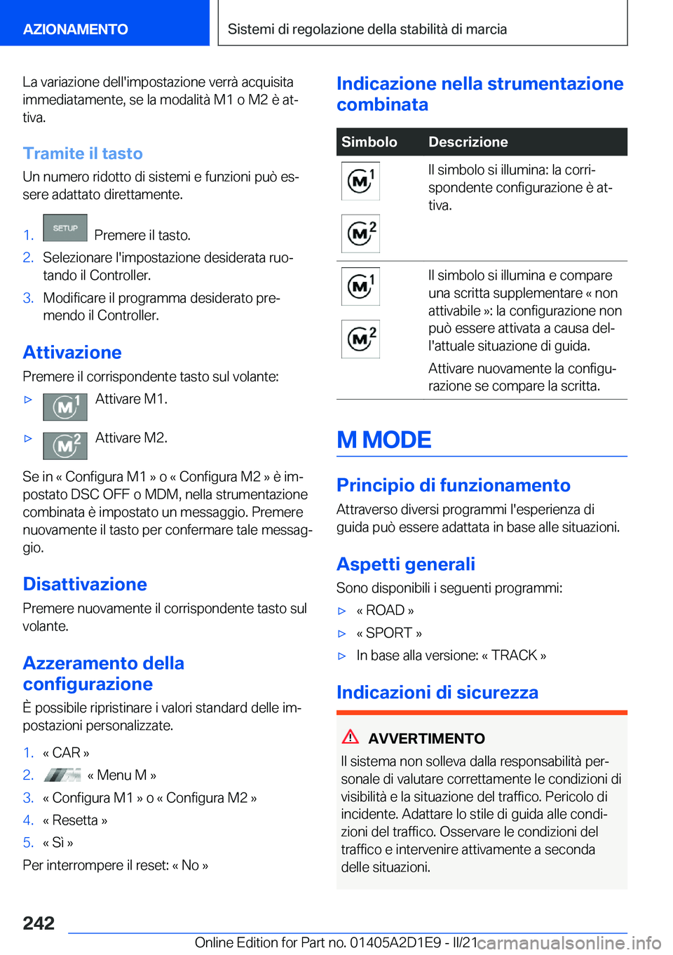 BMW X6 M 2021  Libretti Di Uso E manutenzione (in Italian) �L�a��v�a�r�i�a�z�i�o�n�e��d�e�l�l�'�i�m�p�o�s�t�a�z�i�o�n�e��v�e�r�r�
