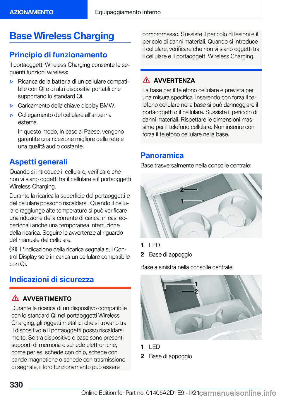 BMW X6 M 2021  Libretti Di Uso E manutenzione (in Italian) �B�a�s�e��W�i�r�e�l�e�s�s��C�h�a�r�g�i�n�g
�P�r�i�n�c�i�p�i�o��d�i��f�u�n�z�i�o�n�a�m�e�n�t�o
�I�l��p�o�r�t�a�o�g�g�e�t�t�i��W�i�r�e�l�e�s�s��C�h�a�r�g�i�n�g��c�o�n�s�e�n�t�e��l�e��s�eª �g