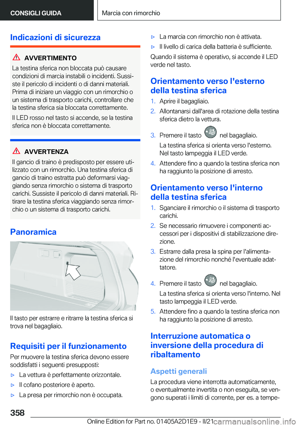 BMW X6 M 2021  Libretti Di Uso E manutenzione (in Italian) �I�n�d�i�c�a�z�i�o�n�i��d�i��s�i�c�u�r�e�z�z�a
�A�V�V�E�R�T�I�M�E�N�T�O
�L�a��t�e�s�t�i�n�a��s�f�e�r�i�c�a��n�o�n��b�l�o�c�c�a�t�a��p�u�
