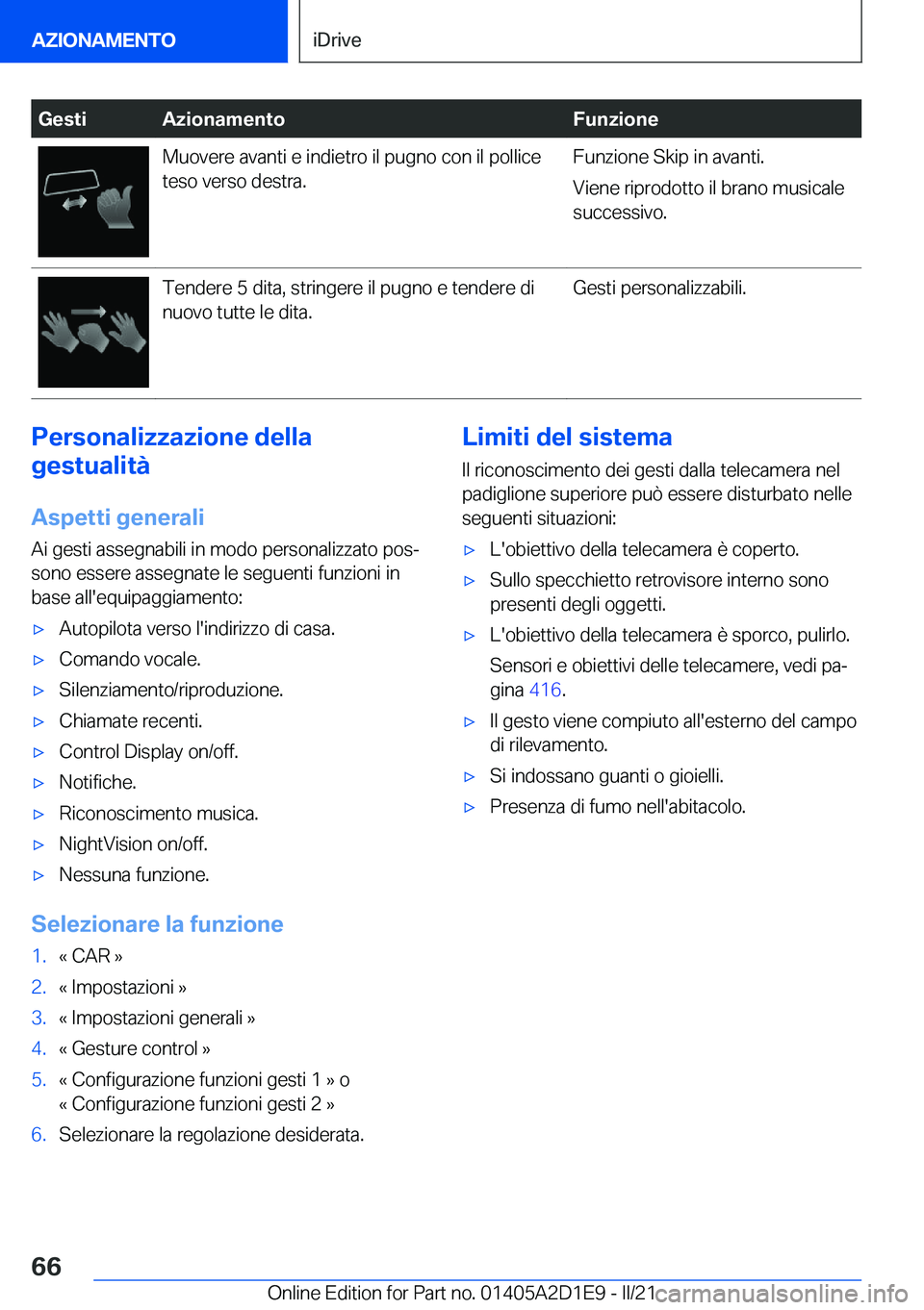 BMW X6 M 2021  Libretti Di Uso E manutenzione (in Italian) �G�e�s�t�i�A�z�i�o�n�a�m�e�n�t�o�F�u�n�z�i�o�n�e�M�u�o�v�e�r�e��a�v�a�n�t�i��e��i�n�d�i�e�t�r�o��i�l��p�u�g�n�o��c�o�n��i�l��p�o�l�l�i�c�e�t�e�s�o��v�e�r�s�o��d�e�s�t�r�a�.�F�u�n�z�i�o�n�e�