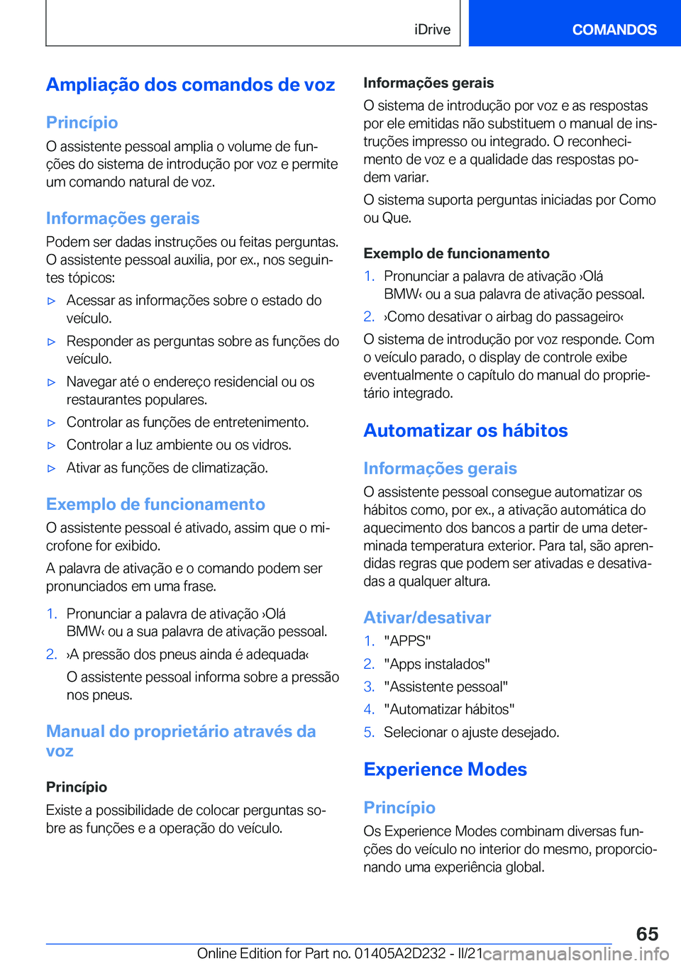 BMW X6 M 2021  Manual do condutor (in Portuguese) �A�m�p�l�i�a�