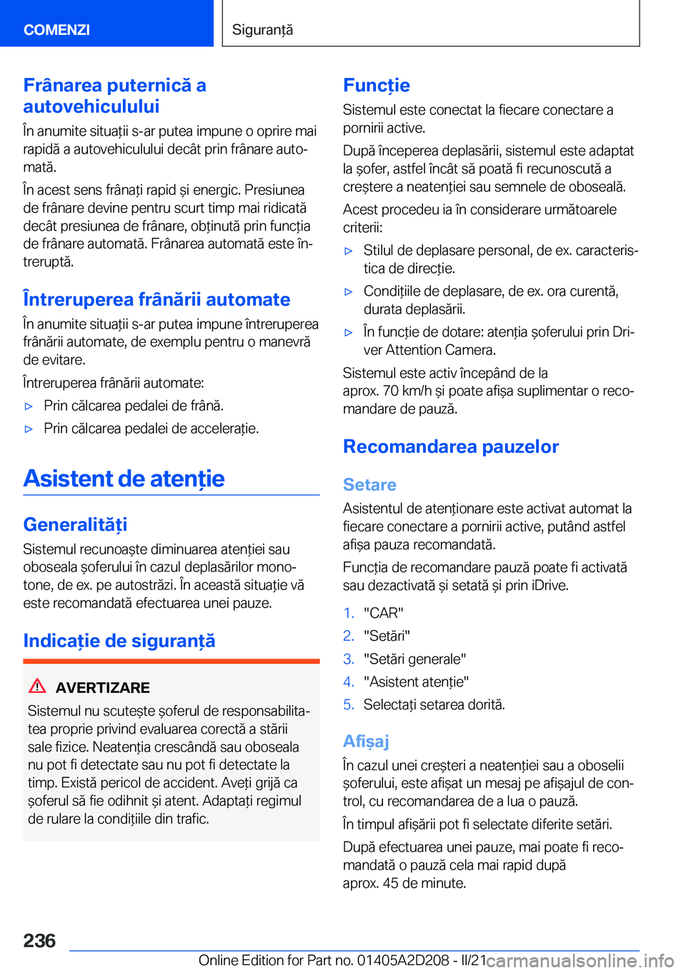 BMW X6 M 2021  Ghiduri De Utilizare (in Romanian) �F�r�
