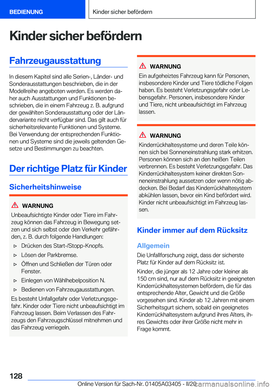 BMW X6 M 2020  Betriebsanleitungen (in German) �K�i�n�d�e�r��s�i�c�h�e�r��b�e�f�