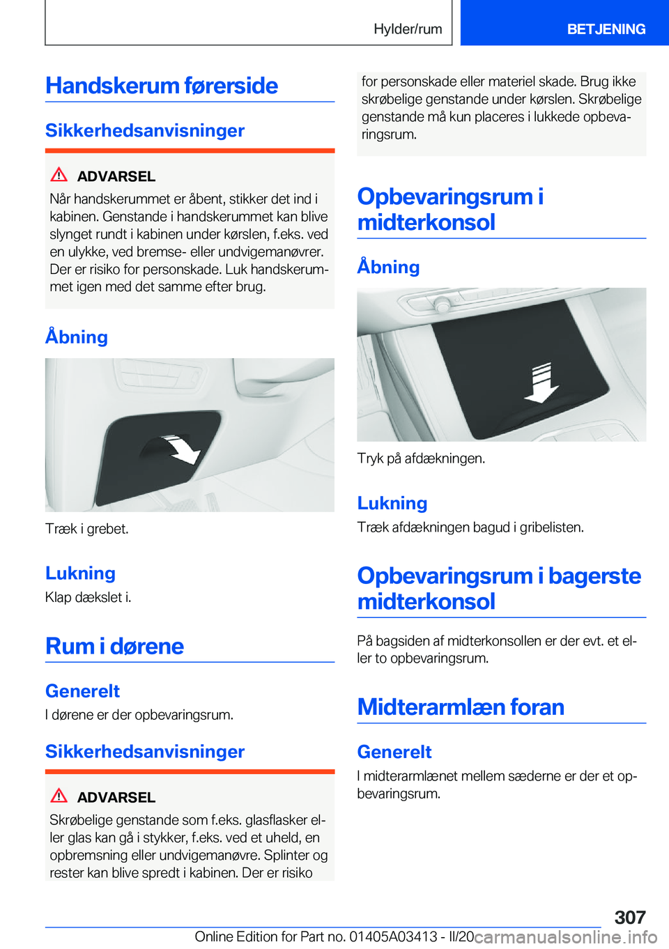 BMW X6 M 2020  InstruktionsbØger (in Danish) �H�a�n�d�s�k�e�r�u�m��f�