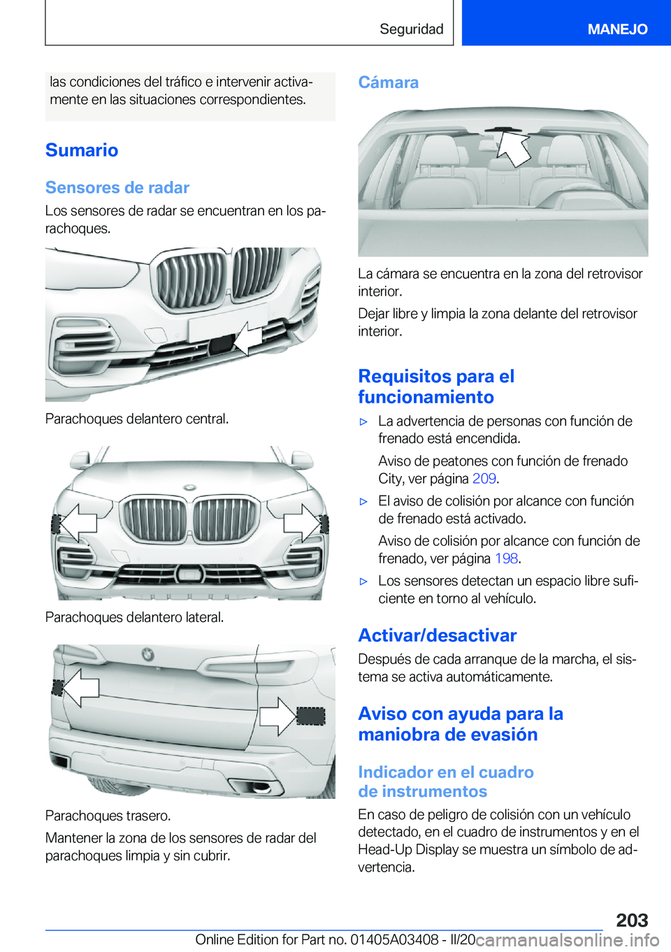 BMW X6 M 2020  Manuales de Empleo (in Spanish) �l�a�s��c�o�n�d�i�c�i�o�n�e�s��d�e�l��t�r�