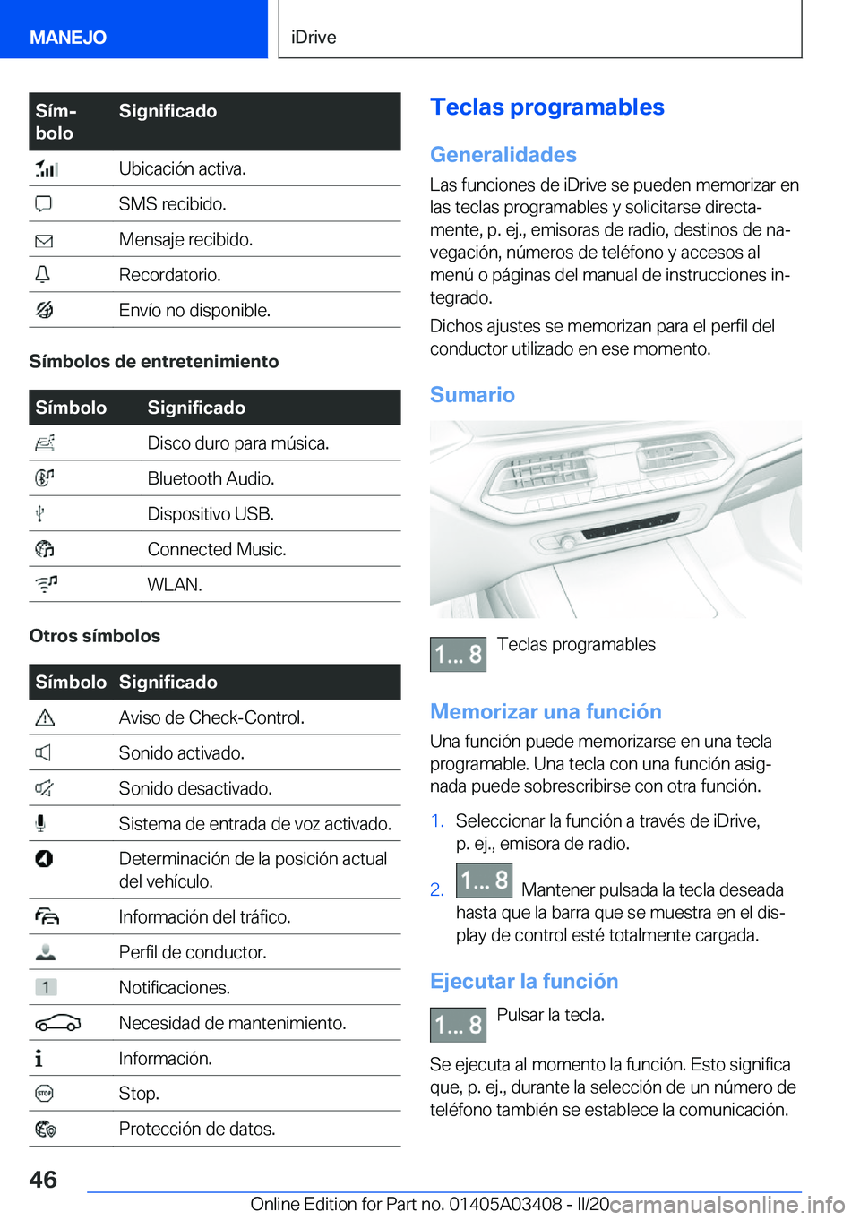 BMW X6 M 2020  Manuales de Empleo (in Spanish) �S�