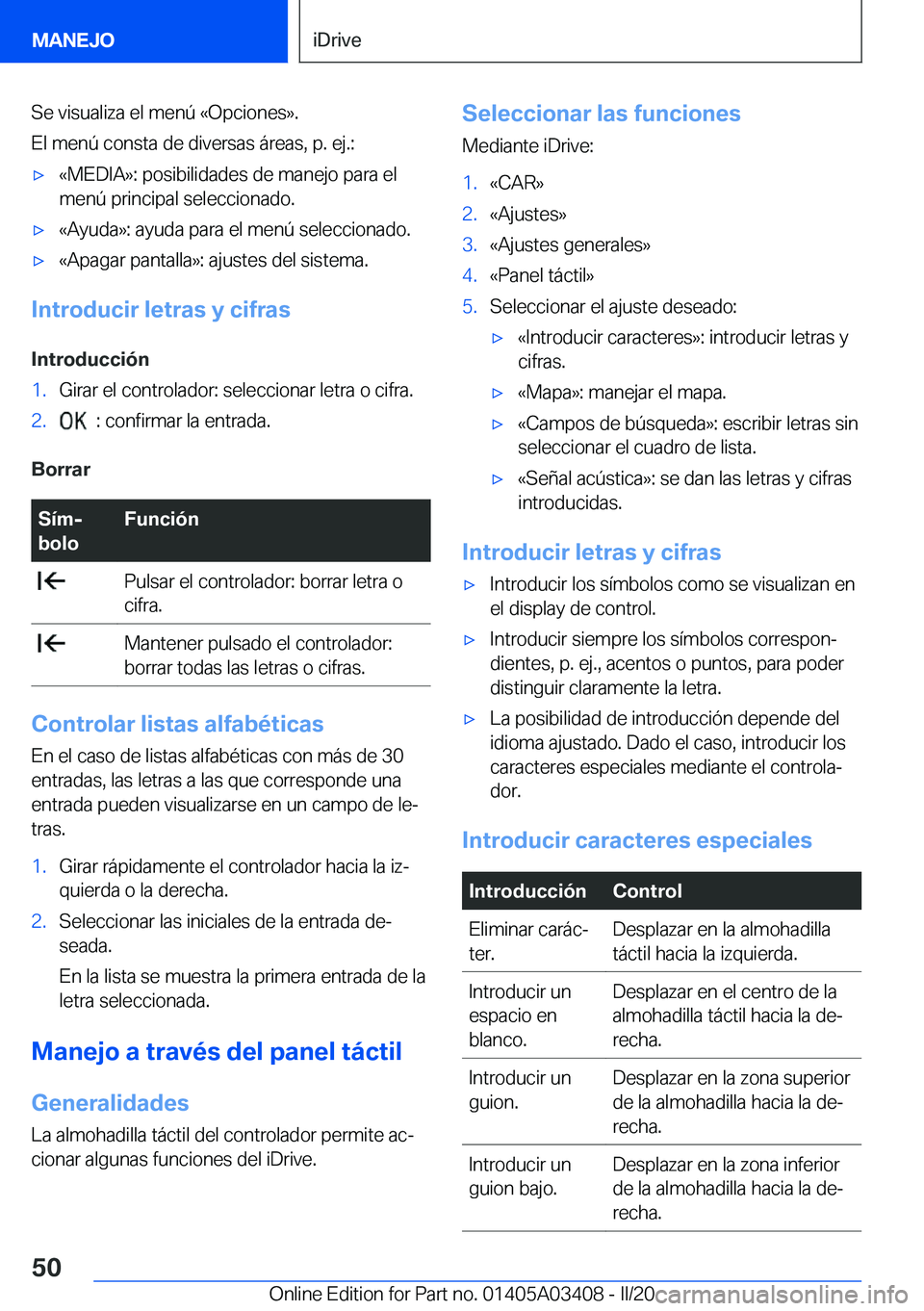 BMW X6 M 2020  Manuales de Empleo (in Spanish) �S�e��v�i�s�u�a�l�i�z�a��e�l��m�e�n�