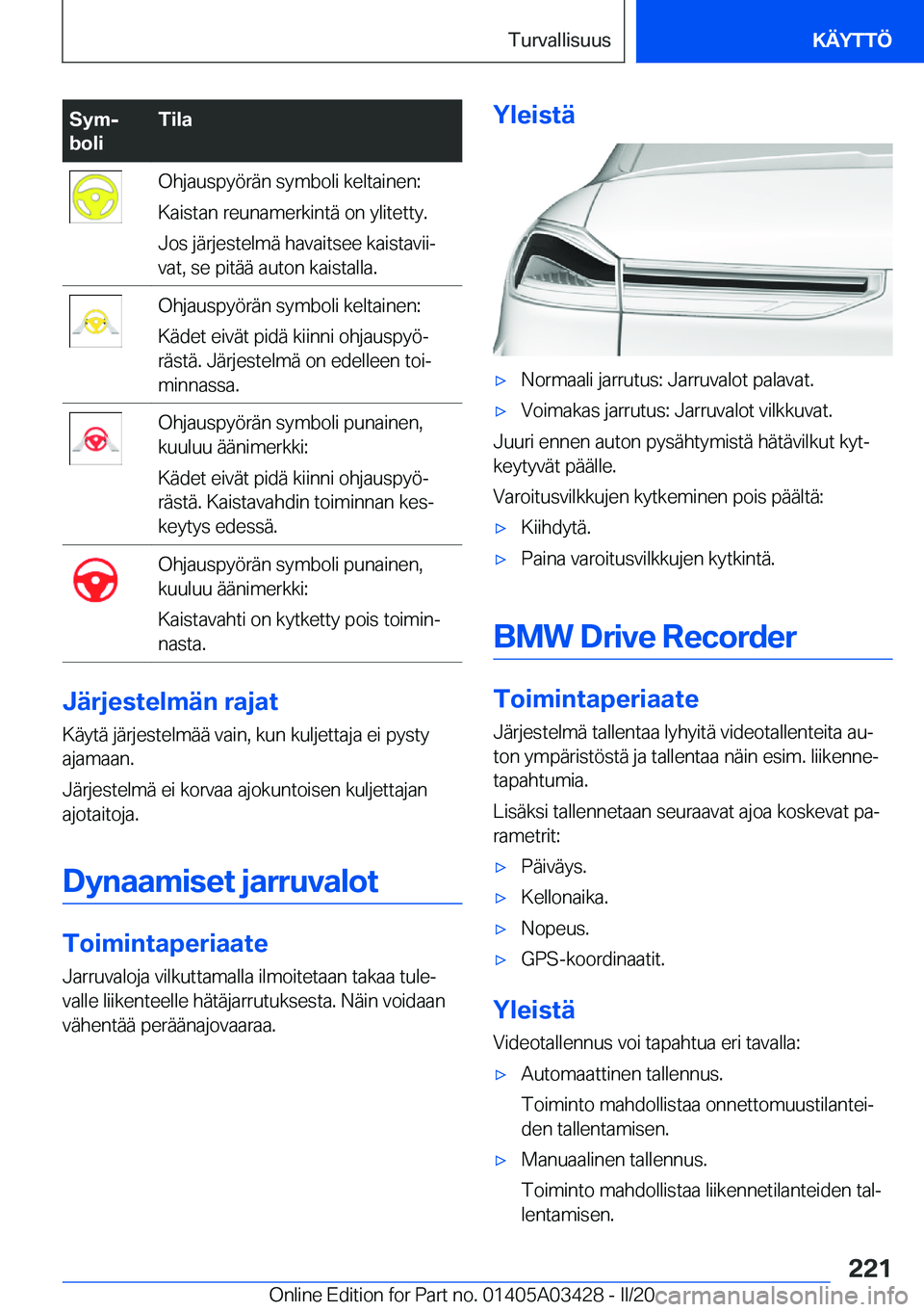 BMW X6 M 2020  Omistajan Käsikirja (in Finnish) �S�y�mj
�b�o�l�i�T�i�l�a�O�h�j�a�u�s�p�y�