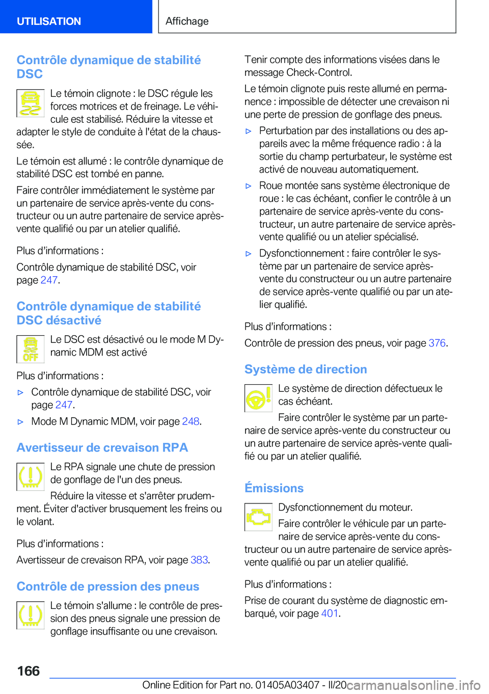 BMW X6 M 2020  Notices Demploi (in French) �C�o�n�t�r�