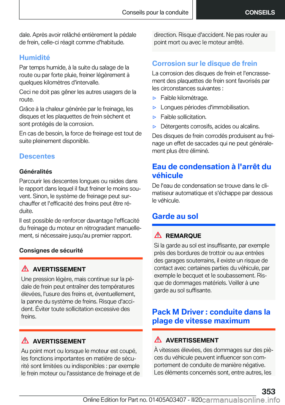 BMW X6 M 2020  Notices Demploi (in French) �d�a�l�e�.��A�p�r�è�s��a�v�o�i�r��r�e�l�