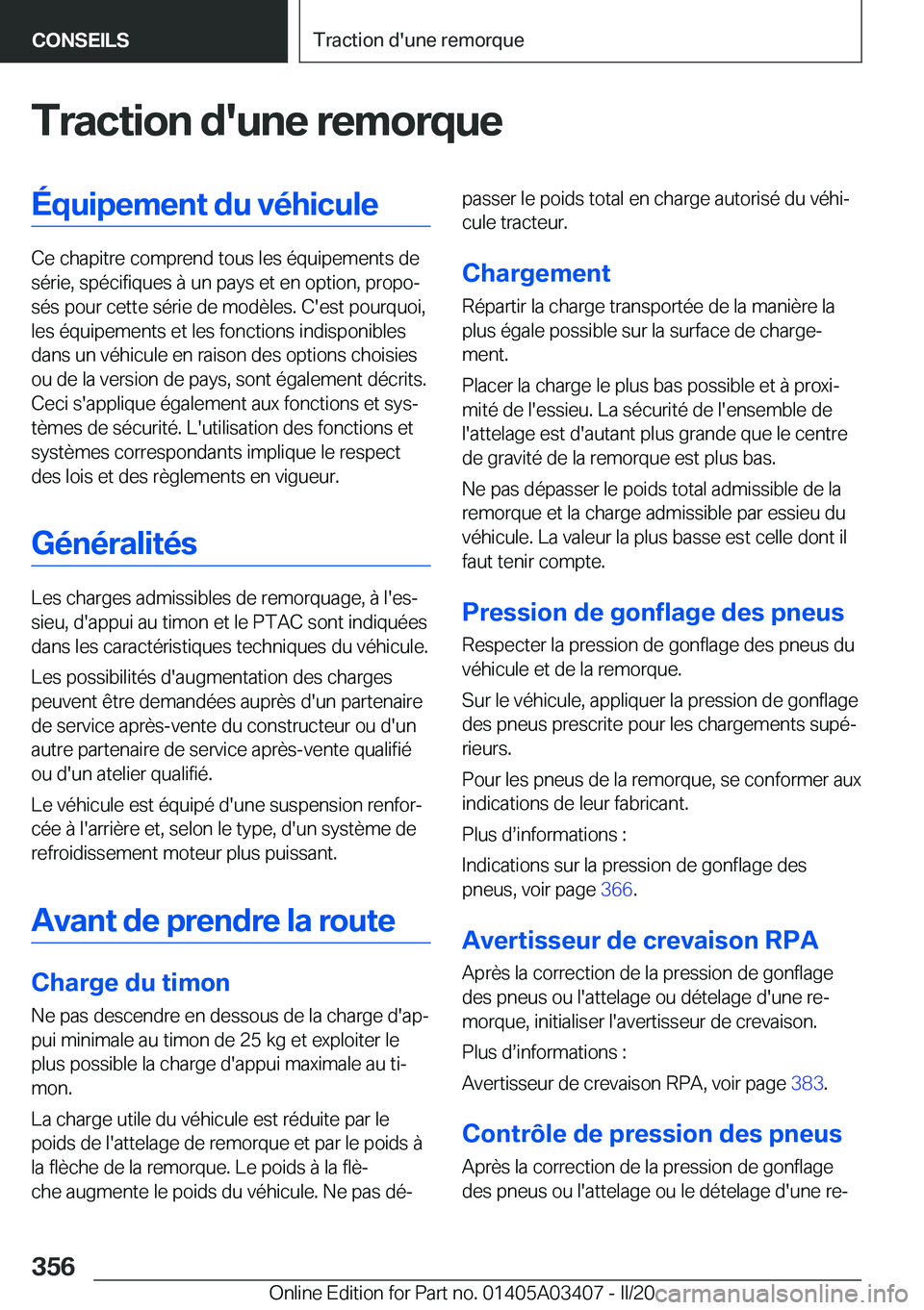 BMW X6 M 2020  Notices Demploi (in French) �T�r�a�c�t�i�o�n��d�'�u�n�e��r�e�m�o�r�q�u�e�
