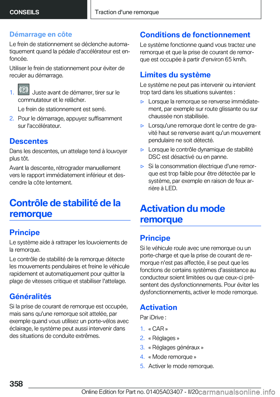 BMW X6 M 2020  Notices Demploi (in French) �D�é�m�a�r�r�a�g�e��e�n��c�