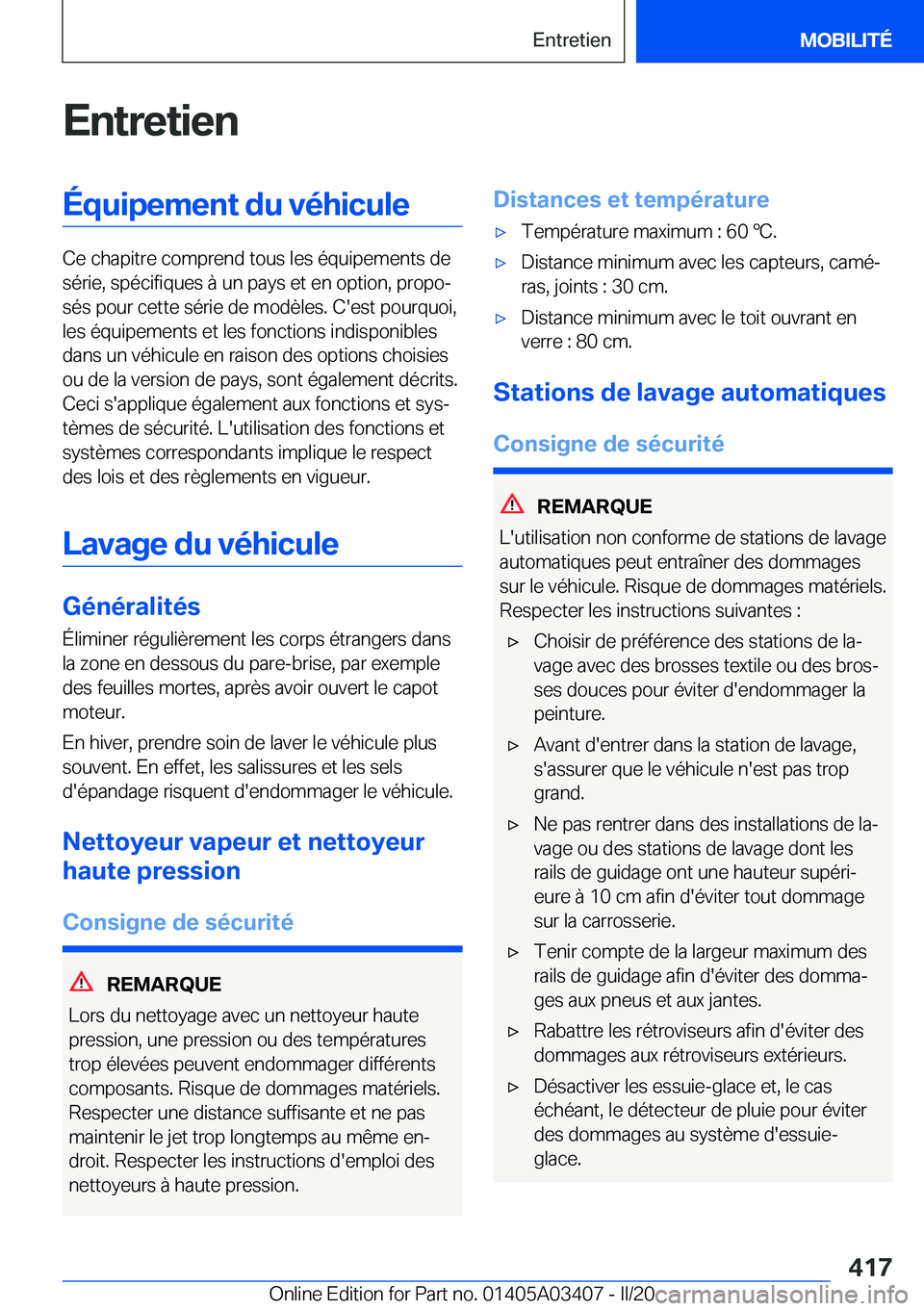 BMW X6 M 2020  Notices Demploi (in French) �E�n�t�r�e�t�i�e�n�
