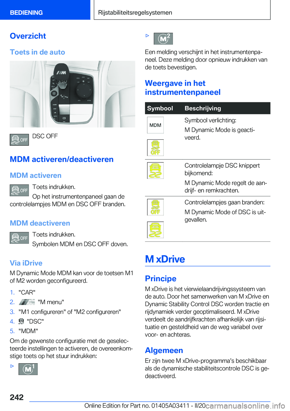 BMW X6 M 2020  Instructieboekjes (in Dutch) �O�v�e�r�z�i�c�h�t�T�o�e�t�s��i�n��d�e��a�u�t�o
�D�S�C��O�F�F
�M�D�M��a�c�t�i�v�e�r�e�n�/�d�e�a�c�t�i�v�e�r�e�n
�M�D�M��a�c�t�i�v�e�r�e�n �T�o�e�t�s��i�n�d�r�u�k�k�e�n�.
�O�p��h�e�t��i�n�s�t�