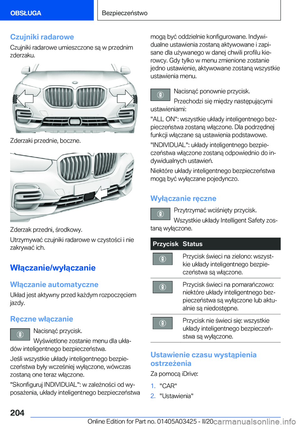 BMW X6 M 2020  Instrukcja obsługi (in Polish) �C�z�u�j�n�i�k�i��r�a�d�a�r�o�w�e
�C�z�u�j�n�i�k�i��r�a�d�a�r�o�w�e��u�m�i�e�s�z�c�z�o�n�e��s�