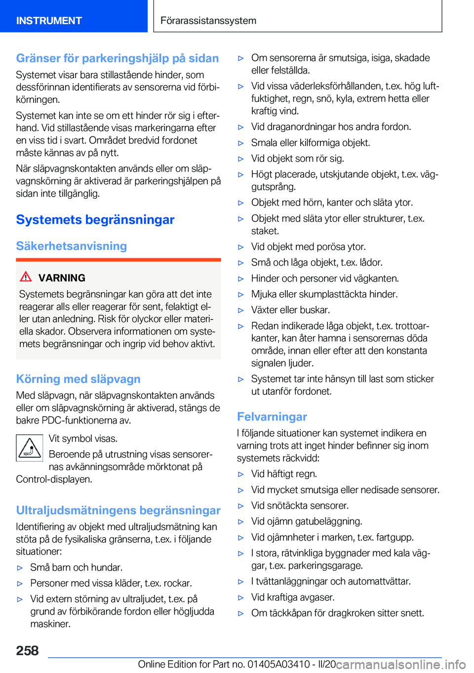 BMW X6 M 2020  InstruktionsbÖcker (in Swedish) �G�r�ä�n�s�e�r��f�