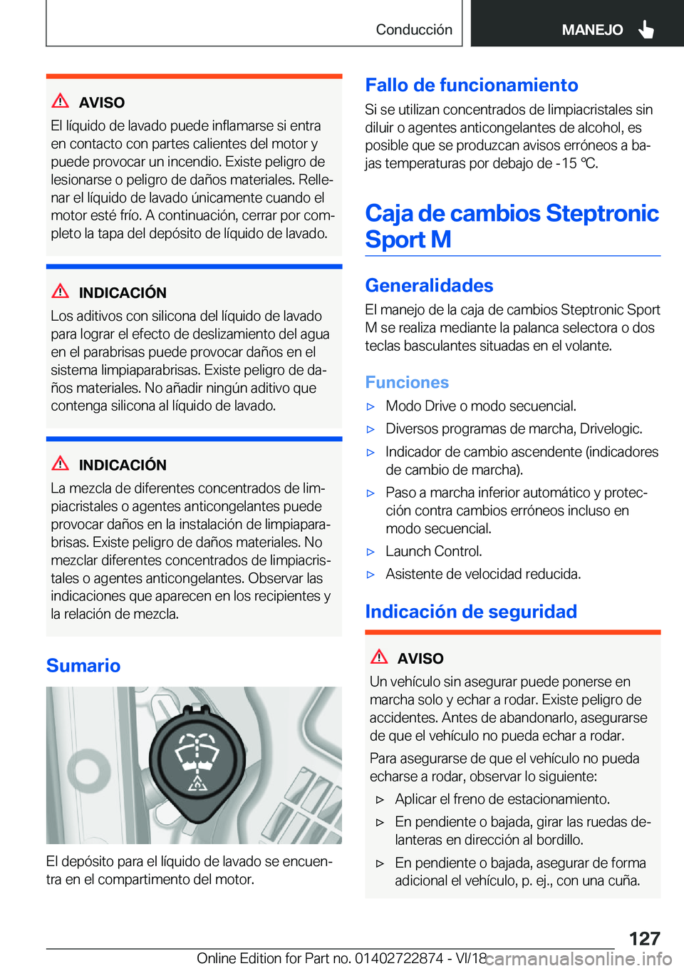 BMW X6 M 2019  Manuales de Empleo (in Spanish) �A�V�I�S�O
�E�l��l�