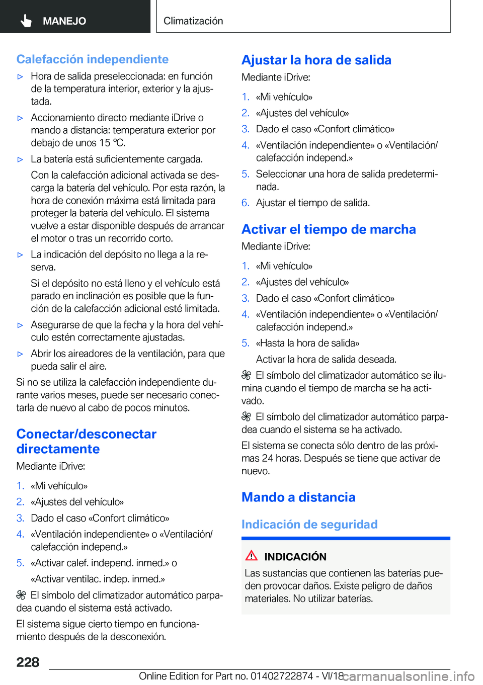 BMW X6 M 2019  Manuales de Empleo (in Spanish) �C�a�l�e�f�a�c�c�i�