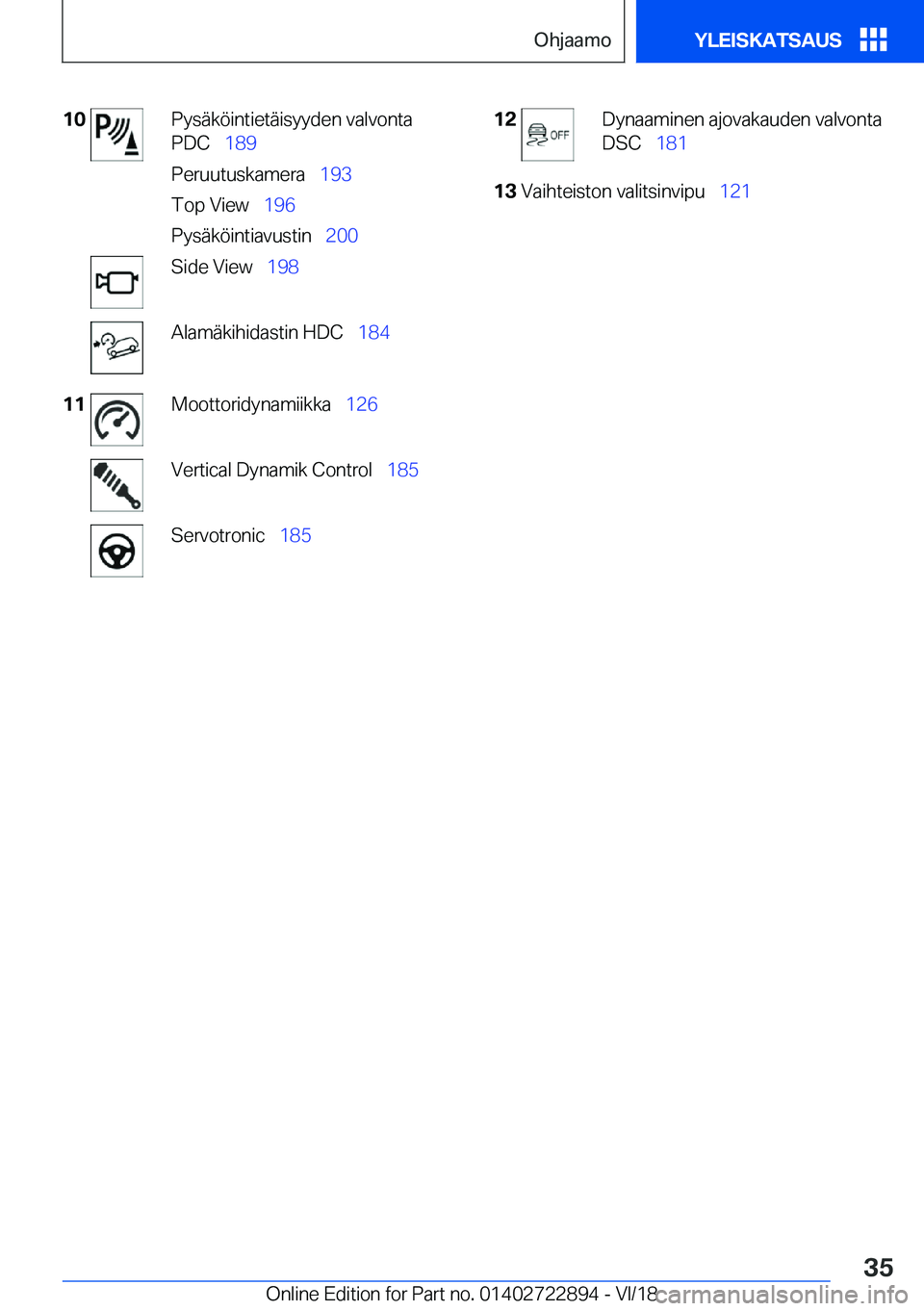 BMW X6 M 2019  Omistajan Käsikirja (in Finnish) �1�0�P�y�s�