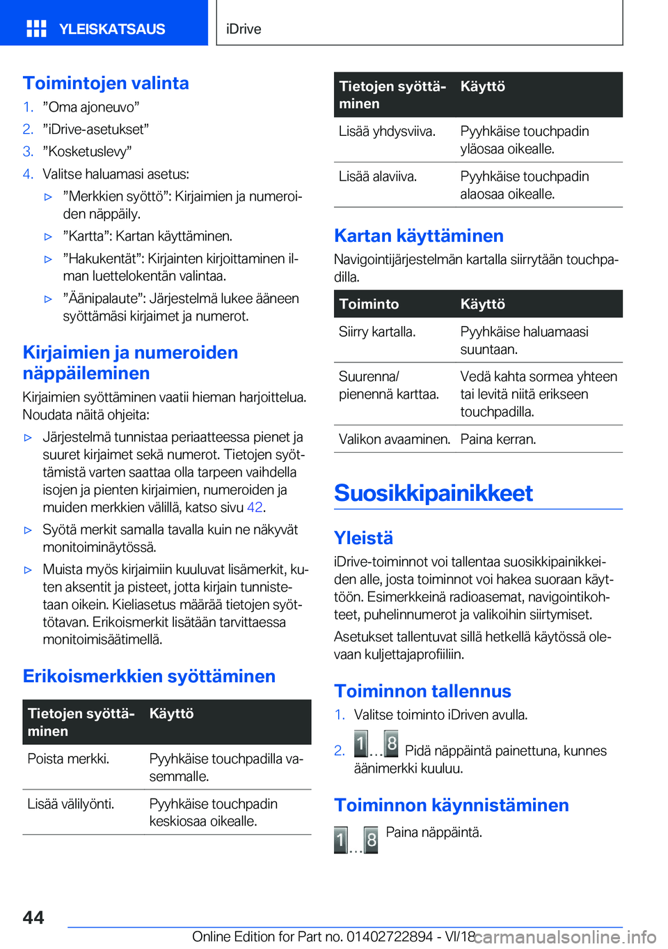 BMW X6 M 2019  Omistajan Käsikirja (in Finnish) �T�o�i�m�i�n�t�o�j�e�n��v�a�l�i�n�t�a�1�.w�O�m�a��a�j�o�n�e�u�v�ow�2�.w�i�D�r�i�v�e�-�a�s�e�t�u�k�s�e�tw�3�.w�K�o�s�k�e�t�u�s�l�e�v�yw�4�.�V�a�l�i�t�s�e��h�a�l�u�a�m�a�s�i��a�s�e�t�u�s�:'