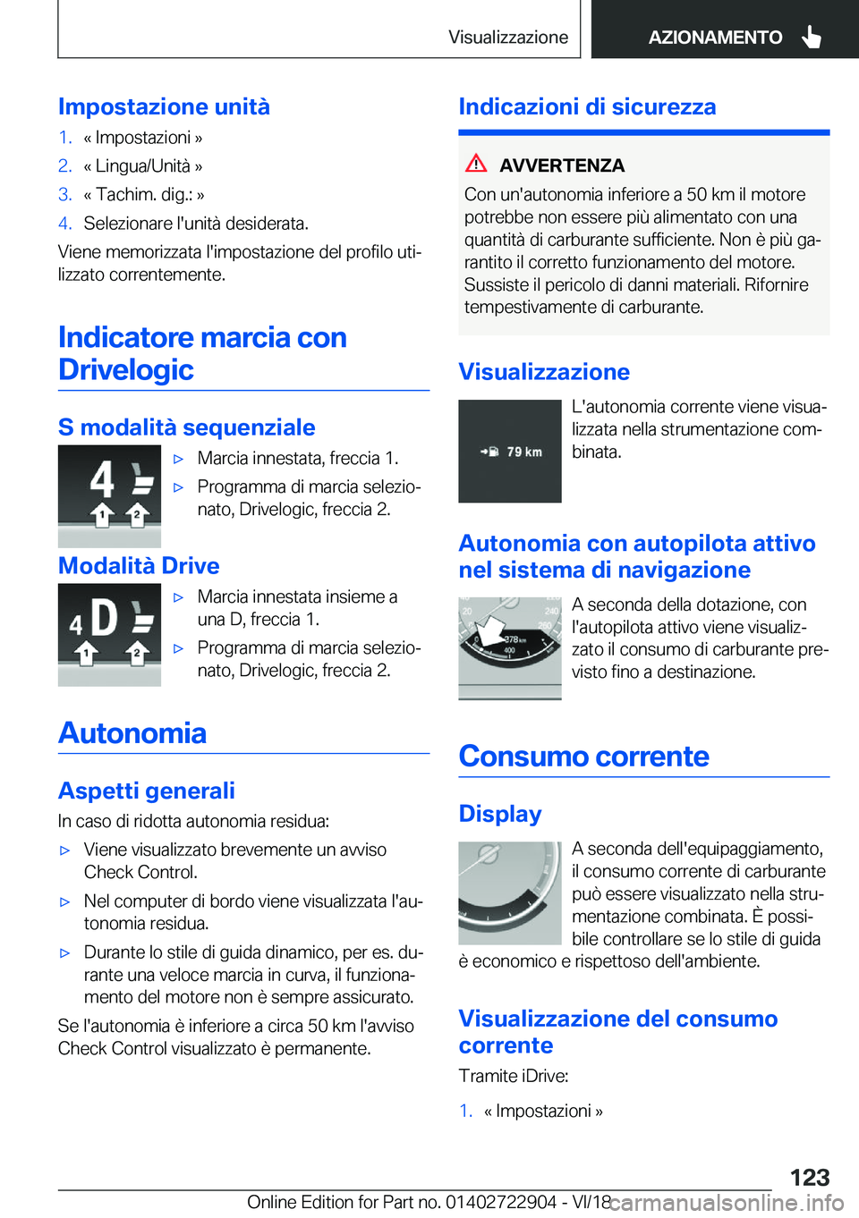 BMW X6 M 2019  Libretti Di Uso E manutenzione (in Italian) �I�m�p�o�s�t�a�z�i�o�n�e��u�n�i�t�