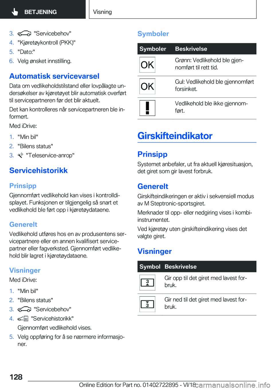BMW X6 M 2019  InstruksjonsbØker (in Norwegian) �3�.����S�e�r�v�i�c�e�b�e�h�o�v��4�.��K�j�