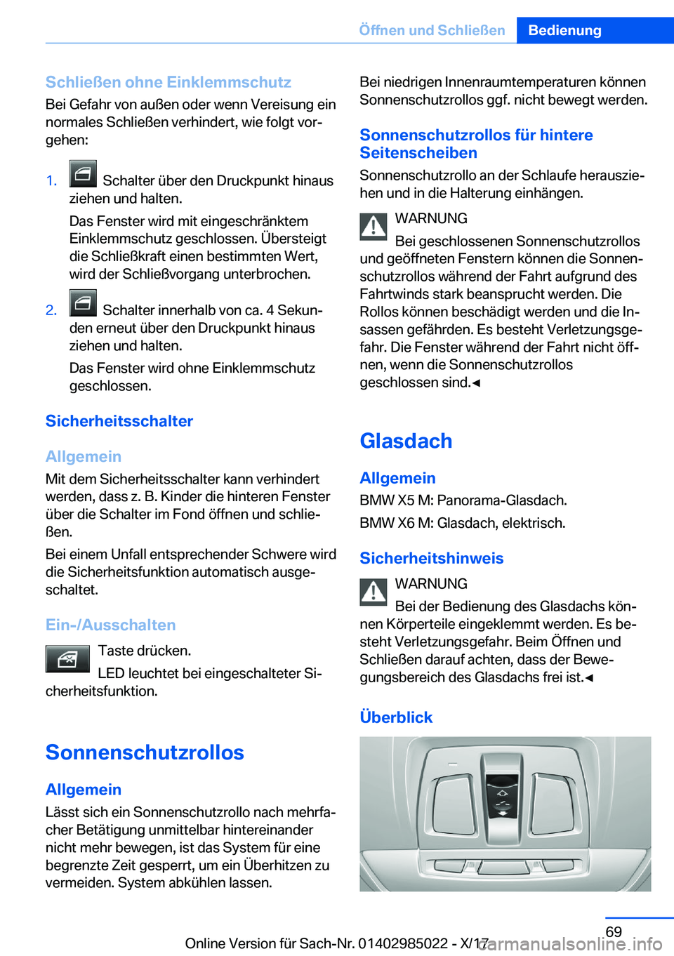 BMW X6 M 2018  Betriebsanleitungen (in German) �S�c�h�l�i�e�