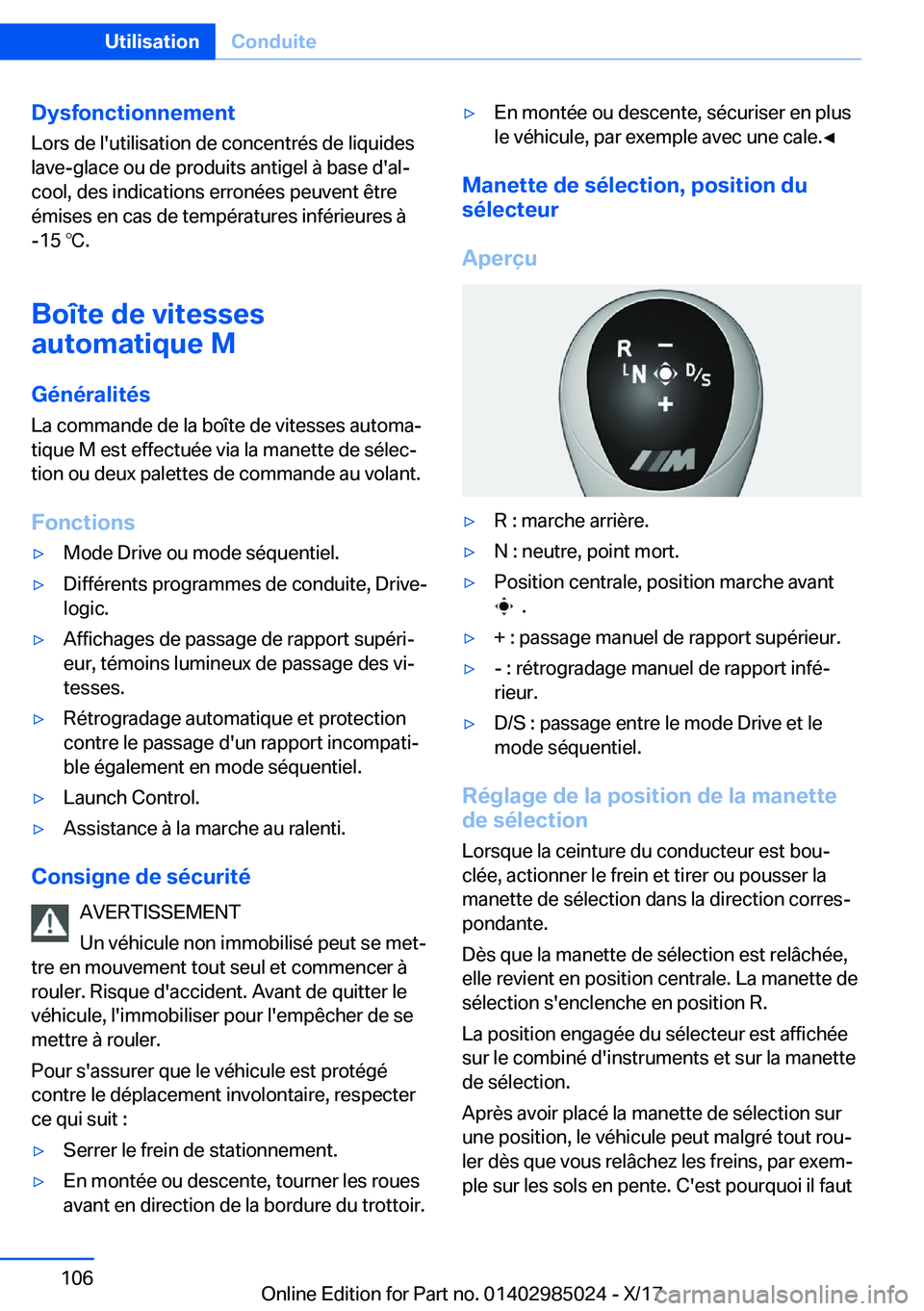 BMW X6 M 2018  Notices Demploi (in French) �D�y�s�f�o�n�c�t�i�o�n�n�e�m�e�n�t�L�o�r�s� �d�e� �l�'�u�t�i�l�i�s�a�t�i�o�n� �d�e� �c�o�n�c�e�n�t�r�é�s� �d�e� �l�i�q�u�i�d�e�s
�l�a�v�e�-�g�l�a�c�e� �o�u� �d�e� �p�r�o�d�u�i�t�s� �a�n�t�i�g�e�l