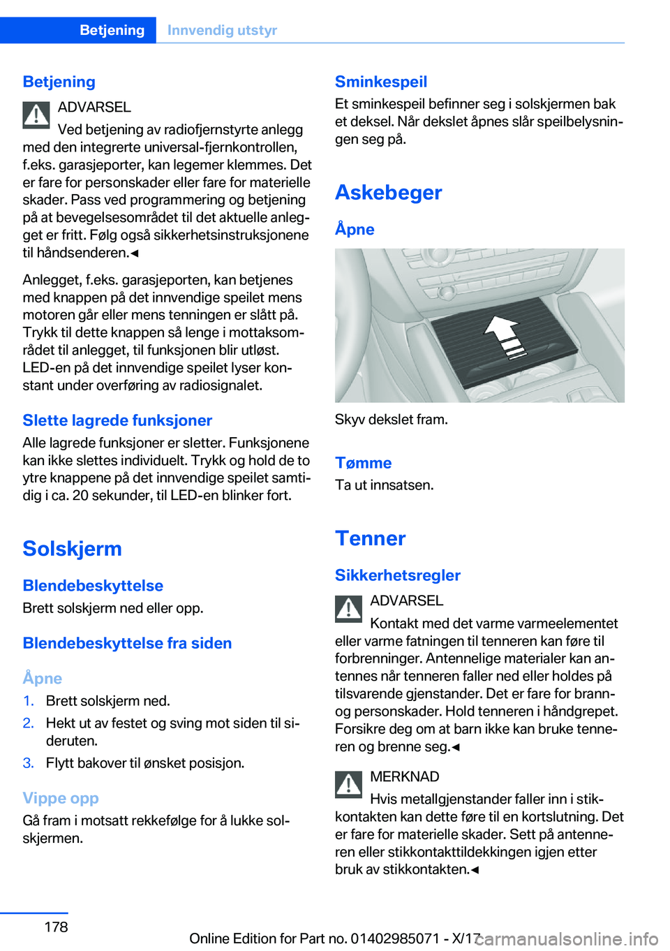 BMW X6 M 2018  InstruksjonsbØker (in Norwegian) �B�e�t�j�e�n�i�n�g�A�D�V�A�R�S�E�L
�V�e�d� �b�e�t�j�e�n�i�n�g� �a�v� �r�a�d�i�o�f�j�e�r�n�s�t�y�r�t�e� �a�n�l�e�g�g
�m�e�d� �d�e�n� �i�n�t�e�g�r�e�r�t�e� �u�n�i�v�e�r�s�a�l�-�f�j�e�r�n�k�o�n�t�r�o�l�l