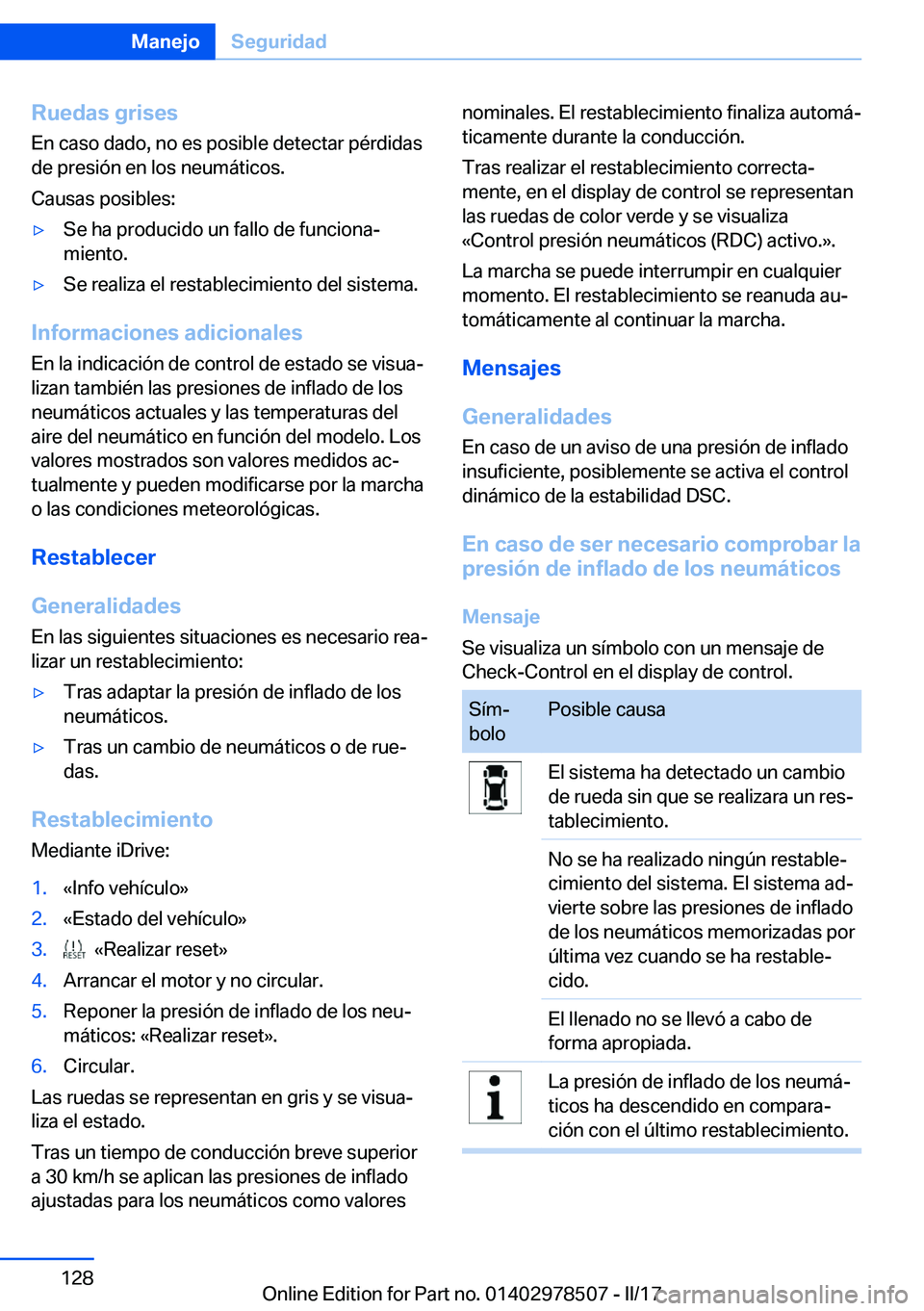 BMW X6 M 2017  Manuales de Empleo (in Spanish) �R�u�e�d�a�s��g�r�i�s�e�s�E�n� �c�a�s�o� �d�a�d�o�,� �n�o� �e�s� �p�o�s�i�b�l�e� �d�e�t�e�c�t�a�r� �p�é�r�d�i�d�a�s
�d�e� �p�r�e�s�i�