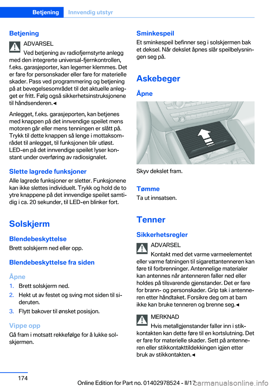 BMW X6 M 2017  InstruksjonsbØker (in Norwegian) �B�e�t�j�e�n�i�n�g�A�D�V�A�R�S�E�L
�V�e�d� �b�e�t�j�e�n�i�n�g� �a�v� �r�a�d�i�o�f�j�e�r�n�s�t�y�r�t�e� �a�n�l�e�g�g
�m�e�d� �d�e�n� �i�n�t�e�g�r�e�r�t�e� �u�n�i�v�e�r�s�a�l�-�f�j�e�r�n�k�o�n�t�r�o�l�l