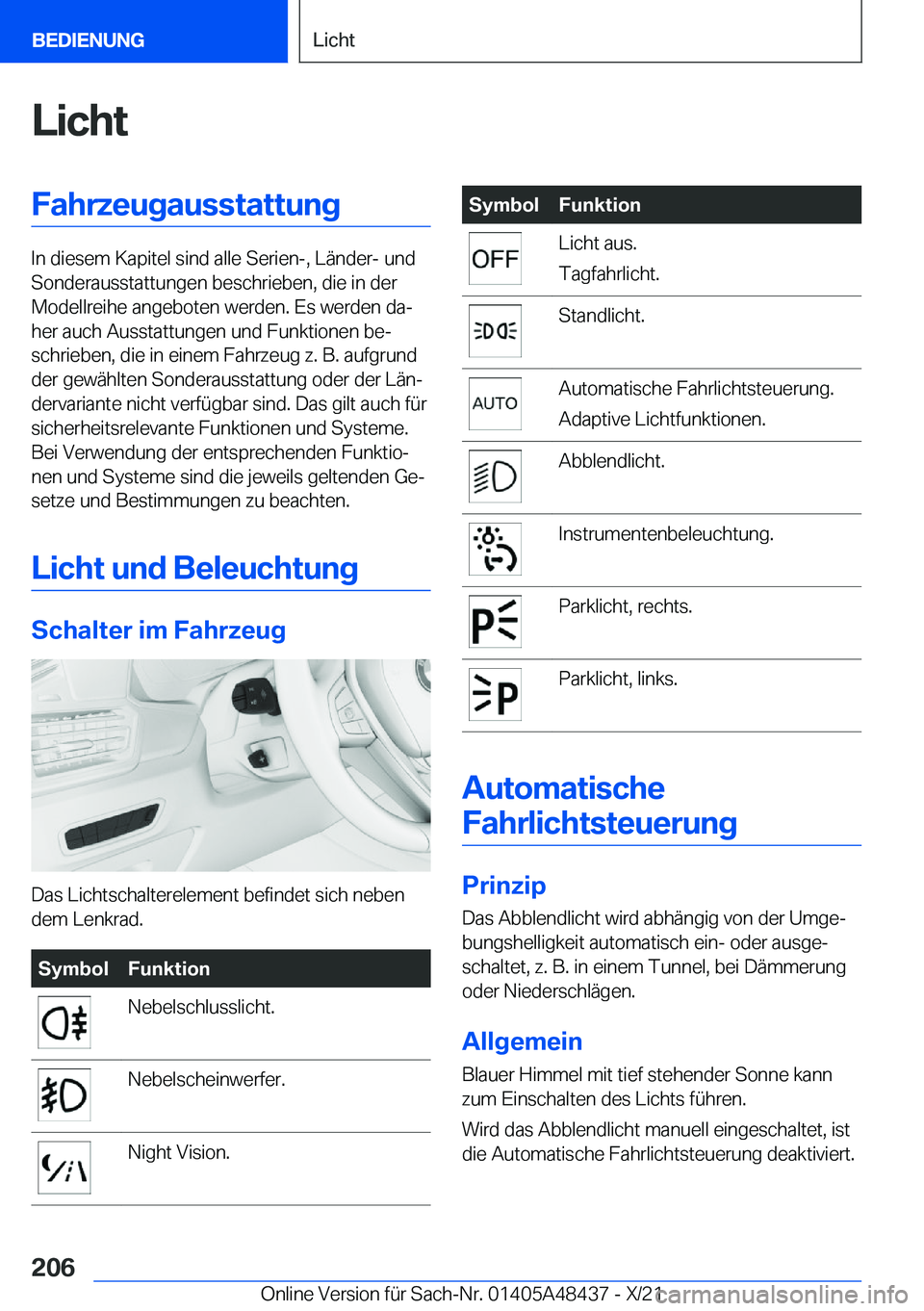 BMW X7 2022  Betriebsanleitungen (in German) �L�i�c�h�t�F�a�h�r�z�e�u�g�a�u�s�s�t�a�t�t�u�n�g
�I�n��d�i�e�s�e�m��K�a�p�i�t�e�l��s�i�n�d��a�l�l�e��S�e�r�i�e�n�-�,��L�