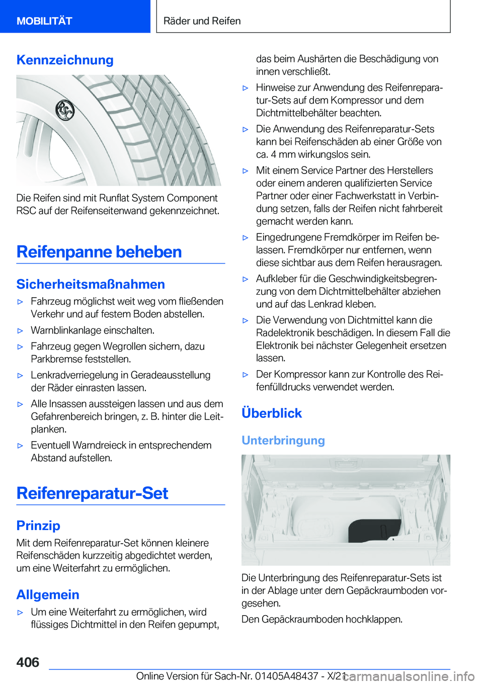 BMW X7 2022  Betriebsanleitungen (in German) �K�e�n�n�z�e�i�c�h�n�u�n�g
�D�i�e��R�e�i�f�e�n��s�i�n�d��m�i�t��R�u�n�f�l�a�t��S�y�s�t�e�m��C�o�m�p�o�n�e�n�t
�R�S�C��a�u�f��d�e�r��R�e�i�f�e�n�s�e�i�t�e�n�w�a�n�d��g�e�k�e�n�n�z�e�i�c�h�n�e